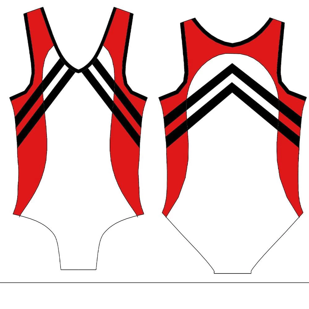 EMERSON – BV551:- Boys Sleeveless Leotard In White Matt With Black And Red Detail