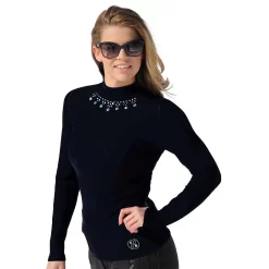 Black Thermal Base Layer Top With Flower Diamante
