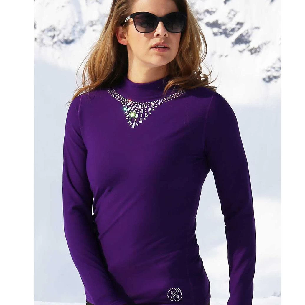 Ladies Purple Thermal Top With Diamante Sparkle