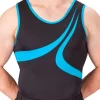 BILLY – BVA28:- Mens Sleeveless Leotard In Black And Turquoise