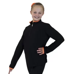 TS6H Half Zip Black Tracksuit Jacket With Orange Collar And Piping