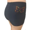 Girls Black Shorts With Red Butterfly Diamante – Matt Or Velour