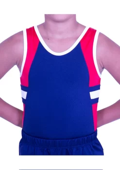 HAYDEN – BV547:- Boys Sleeveless Leotard In Navy, Red And White