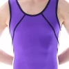 NOAH – BVZ26:- Mens Sleeveless Leotard In Purple, Navy And White