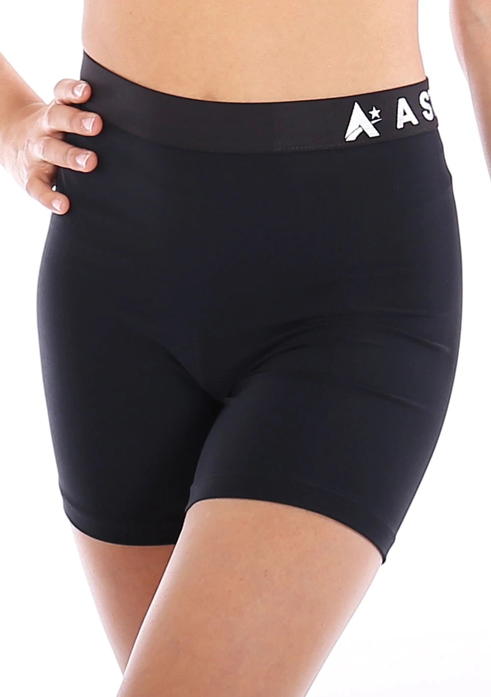 Ladies Cycle Length Black Shorts : Personalised With Your Name On Waistband - Image 3