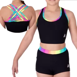 Rainbow Crop Top And Shorts Set