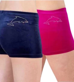 Velour Shorts With Dolphin Diamante
