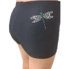 Girls Black Shorts With Blue Dragonfly Diamante – Matt Or Velour