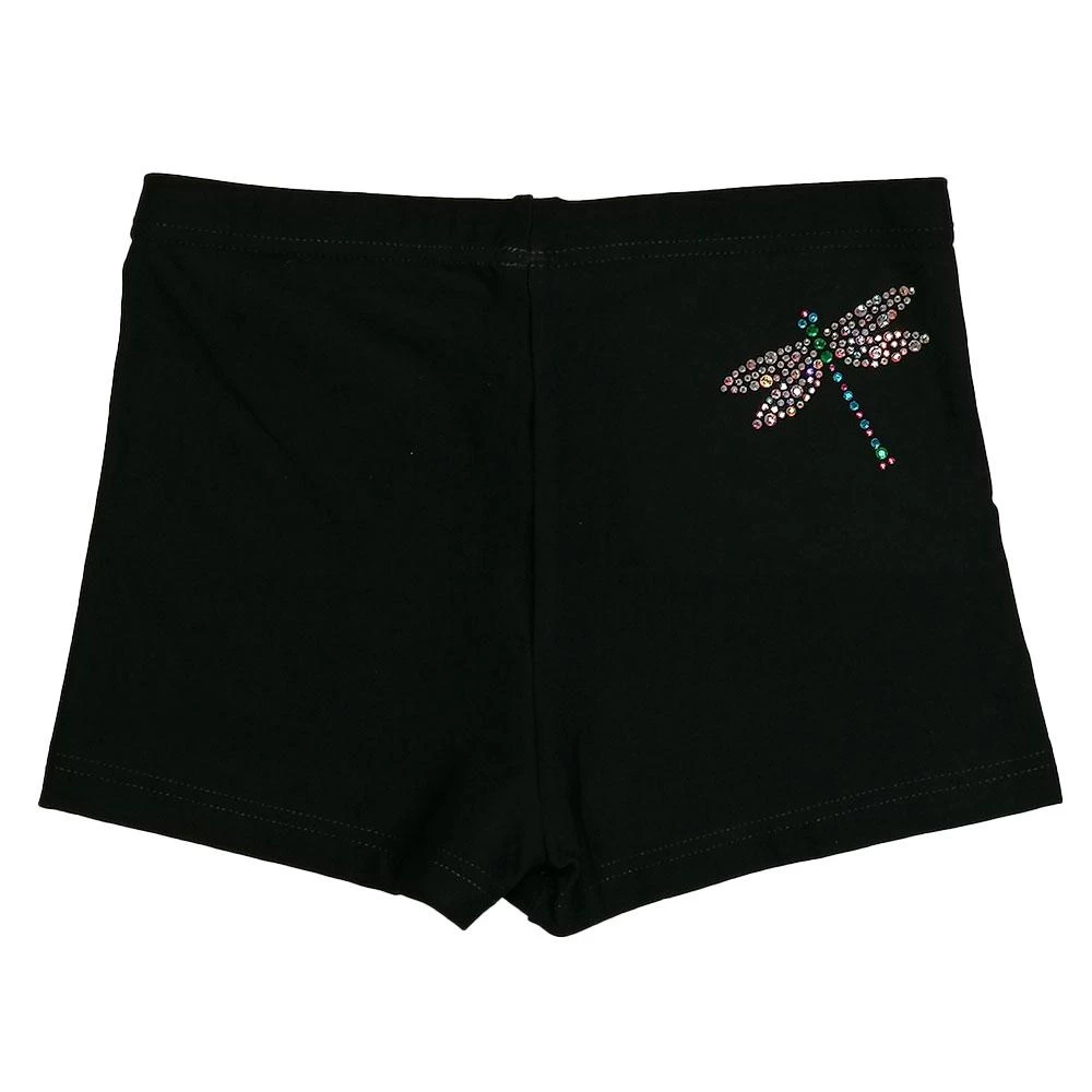 Girls Black Shorts With Blue Dragonfly Diamante – Matt Or Velour - Image 2