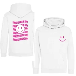 Gymnastics Graphic Hoodie:- White Hoodie With Pink Printed Design