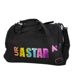 UR A STAR:- Black Holdall With Rainbow Print