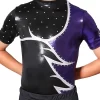 JULIAN – BSA211:- Male Acro Leotard In Black, Purple And Silver