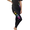 UR A STAR:- Black Matt Leggings With Rainbow Print