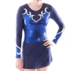 LANNAH – MAJ92:- Ladies Blue Skirted Leotard With Diamante