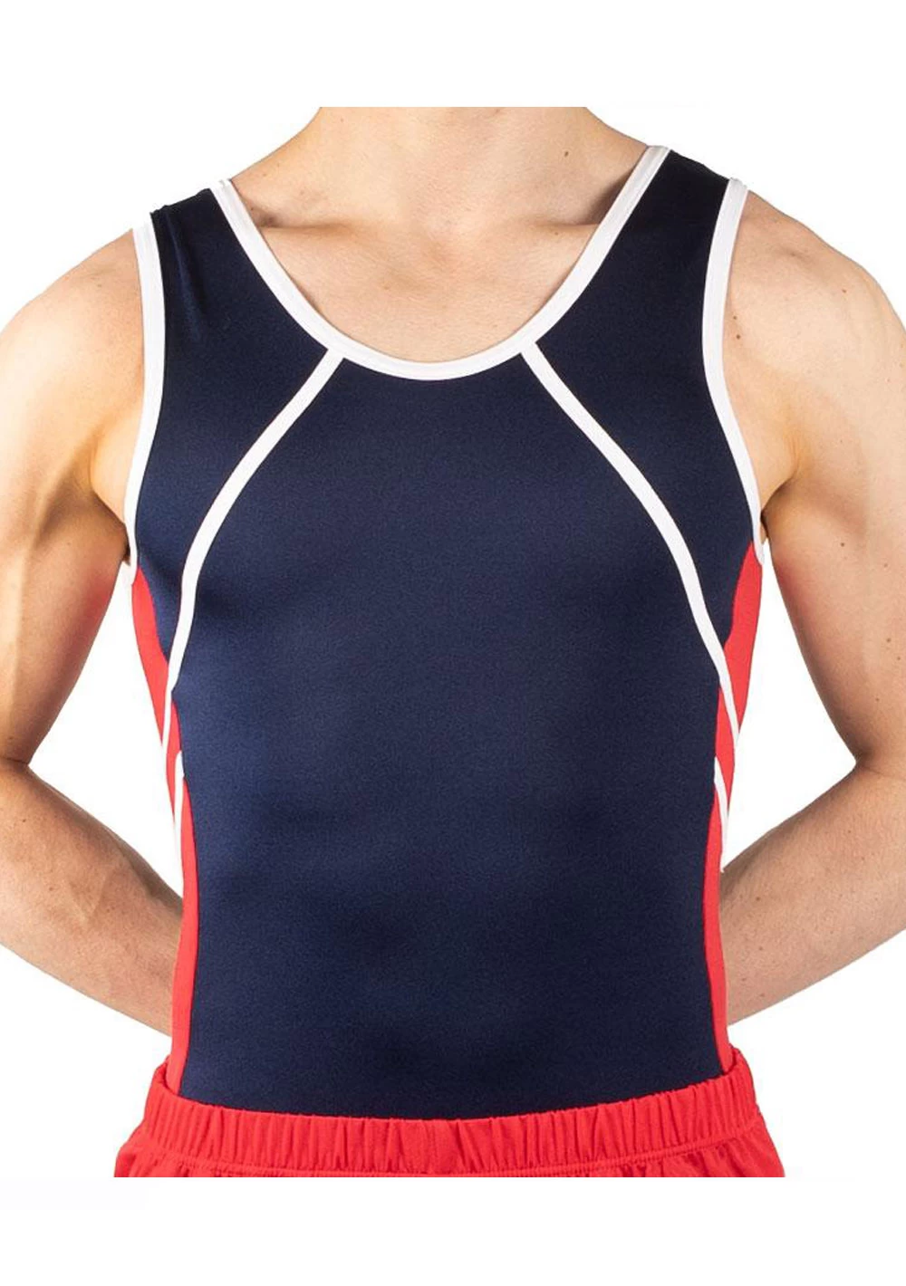 NOAH β BVZ26:- Mens Leotard In Navy, Red And White