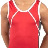 NOAH – BVZ26:- Mens Sleeveless Leotard In Red, White And Grey