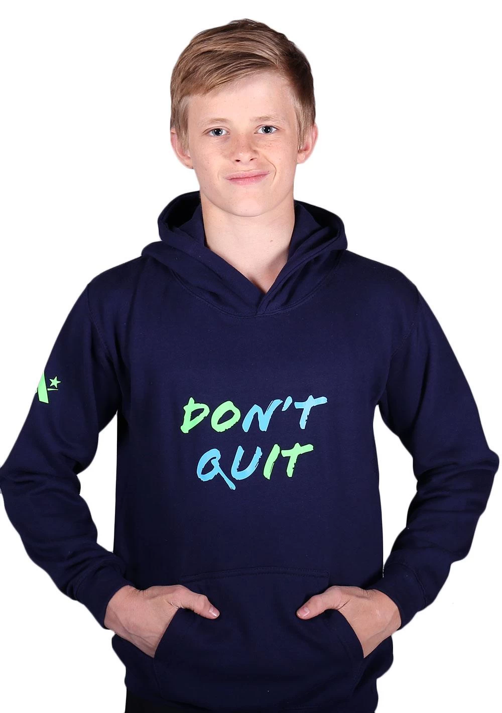 Navy Hoodie With DONT QUIT Print