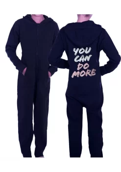 Black Onesie With Motivational Print In Silver And Rose Gold