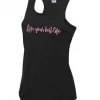 Ladies/Girls Black Cool-tex Vest With Pink Glitter Slogan