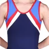 ROBYN – BV333:- Navy Matt Leotard With GB Coloured Shoulders.
