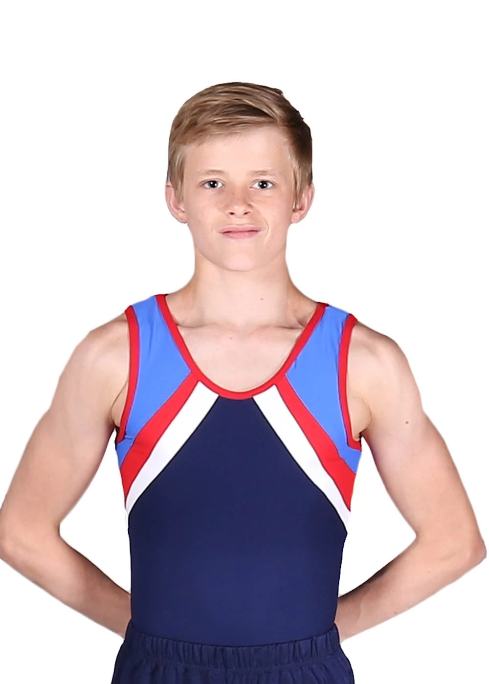 ROBYN β BV333:- Navy Matt Leotard With GB Coloured Shoulders. - Image 2