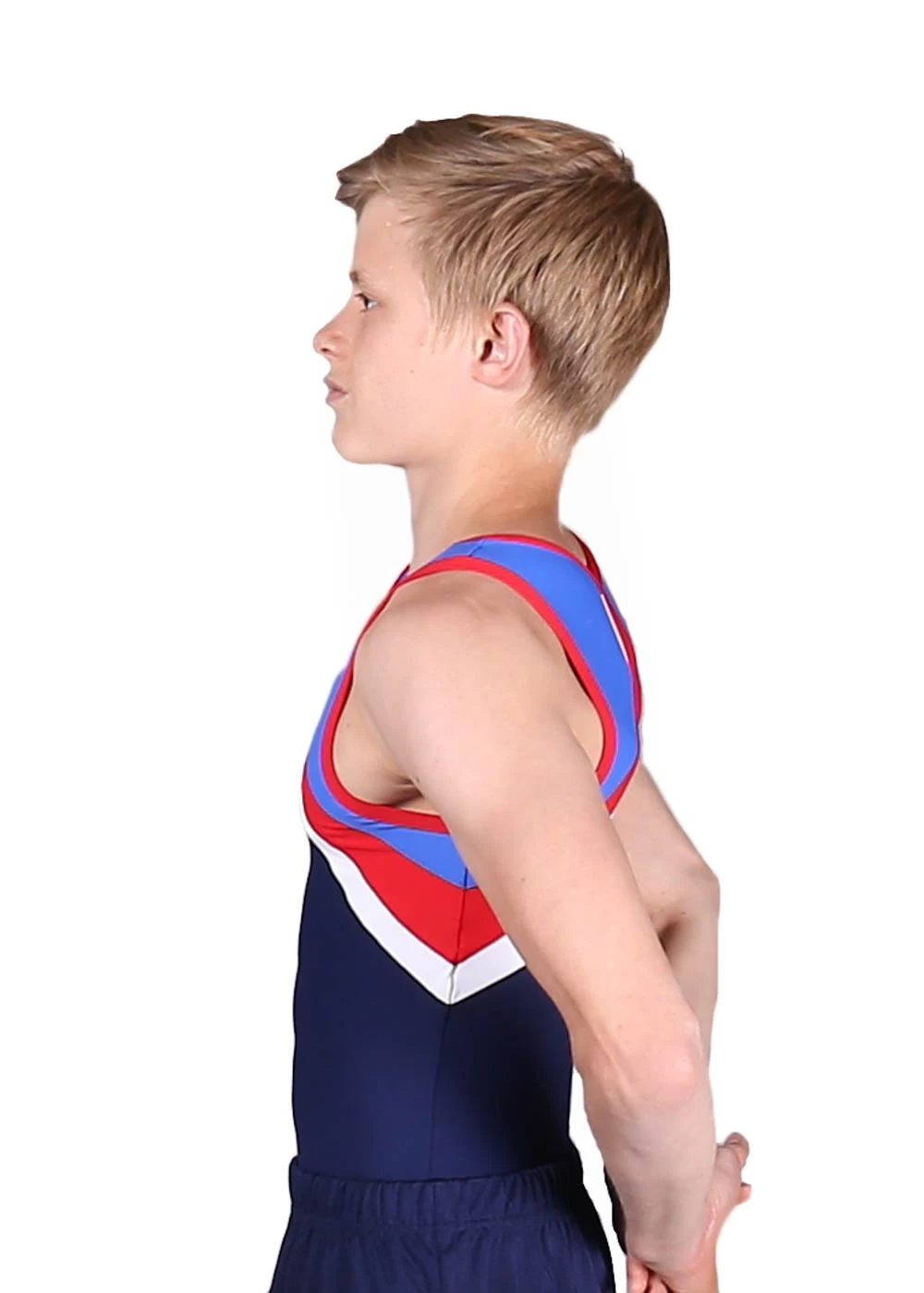 ROBYN β BV333:- Navy Matt Leotard With GB Coloured Shoulders. - Image 3