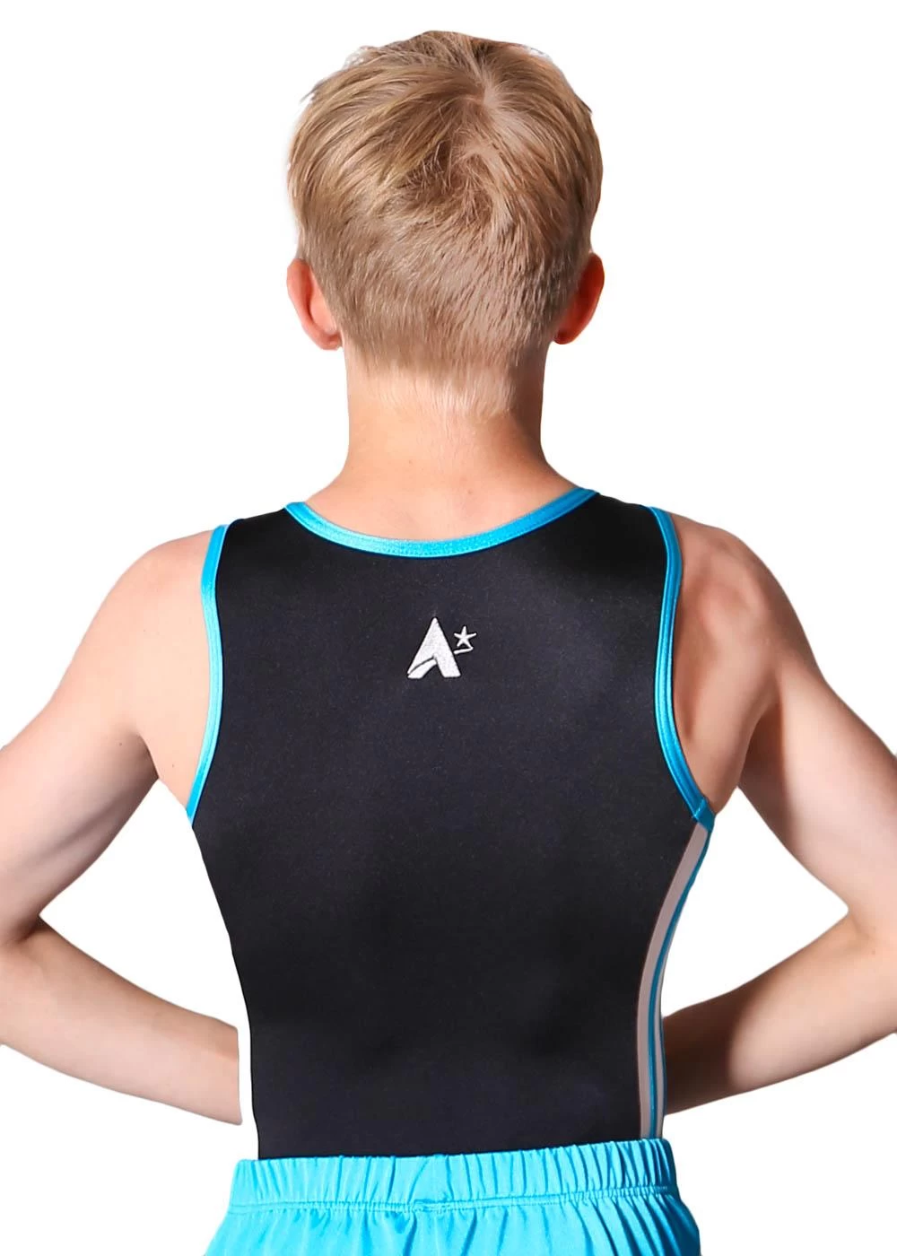 RYAN – BV209:- Mens Leotard In Black, White And Turquoise - Image 3