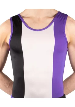 SCOTT – BV487:- Boys Leotard In Black, Purple And White
