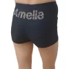 Girls Black Shorts Personalised With Diamante Name – Matt Or Velour