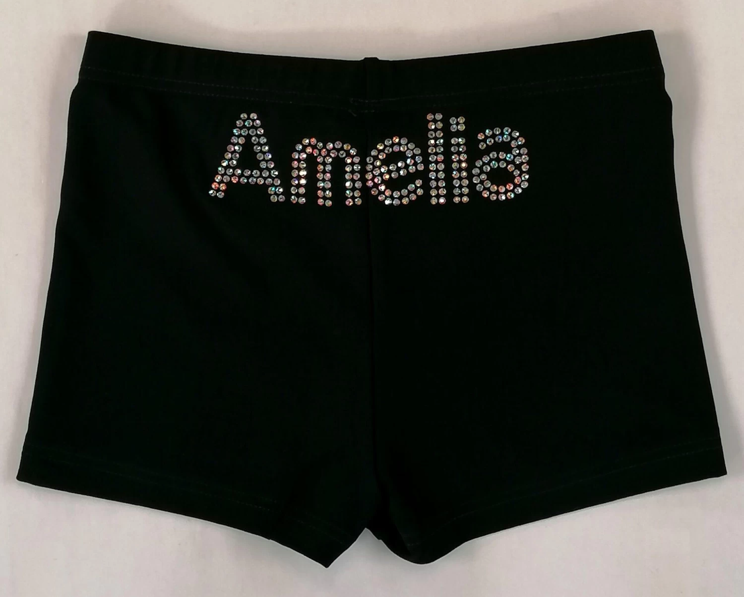 Girls Black Shorts Personalised With Diamante Name – Matt Or Velour - Image 2