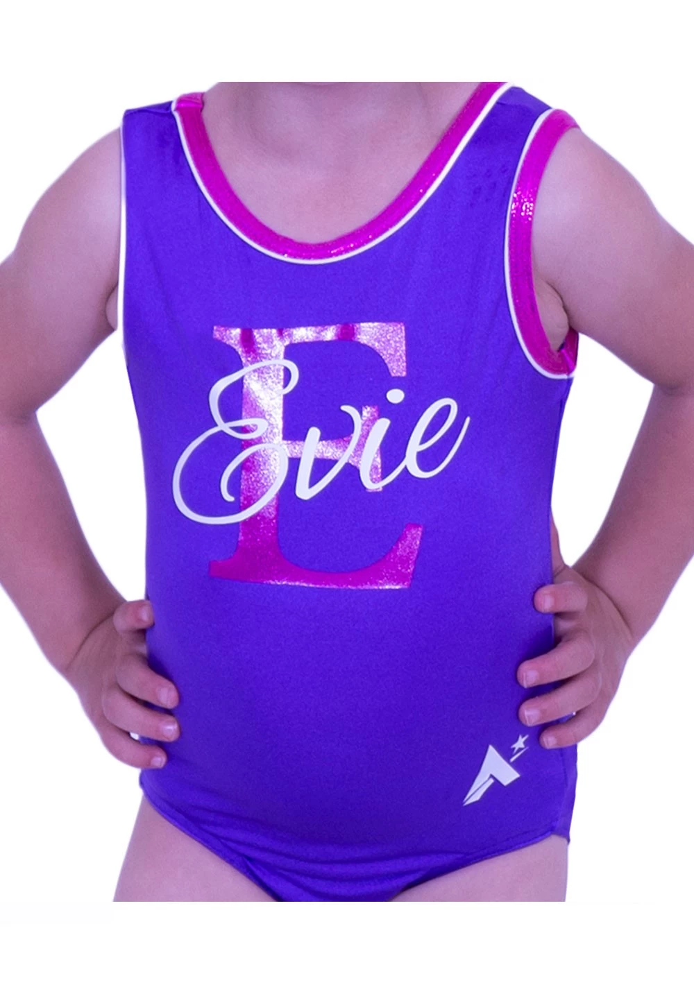 NAMED LEOTARD – P30:- Personalised Purple Lycra Leotard