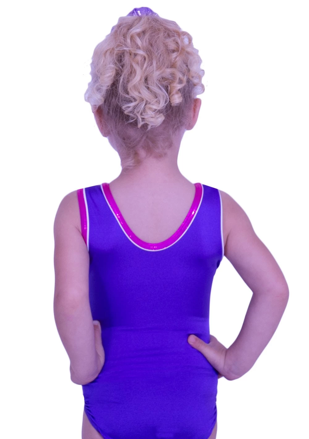CROWN – P31:- Cute Purple Lycra Leotard With Gold Crown Print - Image 2