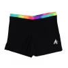 Black Matt Lycra Shorts With Rainbow Lycra Waistband