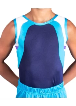 THOMAS – BV402:- Mens Sleeveless Leotard In Navy, Turquoise And Purple