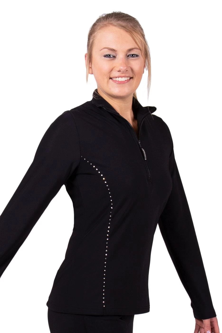 TS12H Half Zip: Team Tracksuit Jacket In Black With Diamante - Image 4
