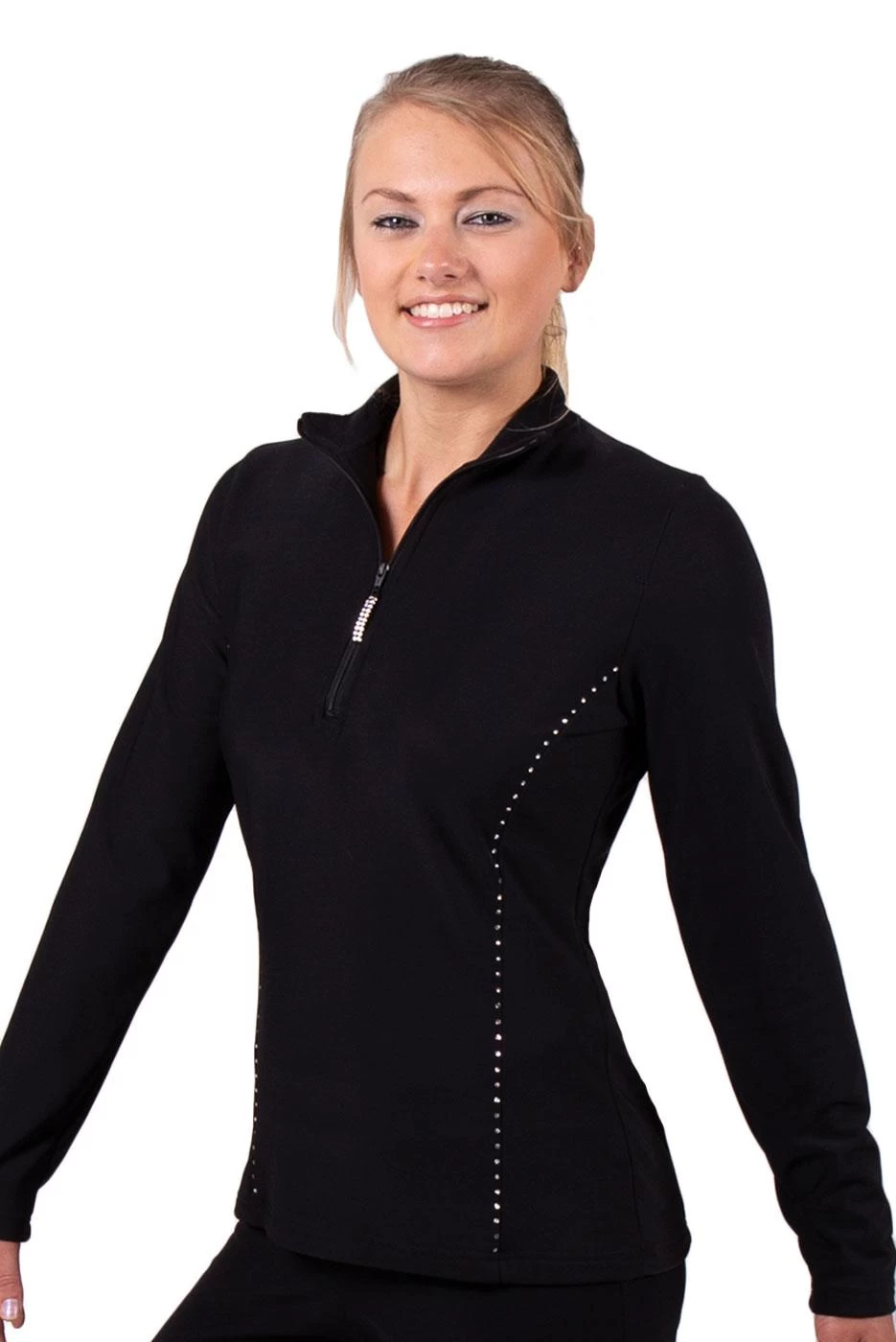 TS12H Half Zip: Team Tracksuit Jacket In Black With Diamante - Image 2