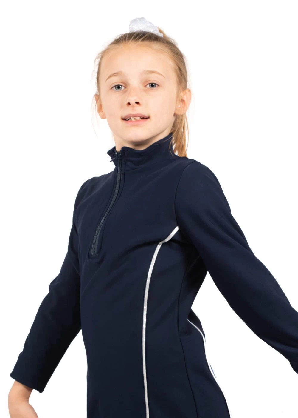 TS12H Half Zip Tracksuit Jacket: In Black With Silver Shimmer Piping - Image 4