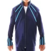 TS40B Mens Tracksuit Jacket: In Navy With Turquoise Line Details
