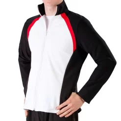 TS44B Boys Tracksuit Jacket: In Black White And Red