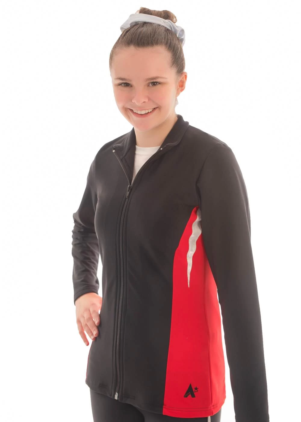 TS45 Tracksuit Jacket: In Black And Red With Silver Foil Darts - Image 2