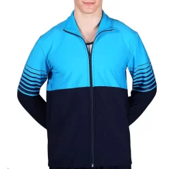 TS63B Tracksuit Jacket: In Navy And Turquoise Microtex