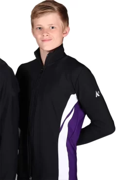 TS64B Tracksuit Jacket: In Black, Purple And White Microtex