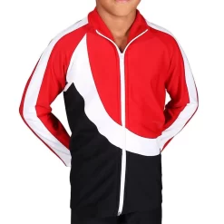 TS65B Tracksuit Jacket: In Red, Black And White Microtex
