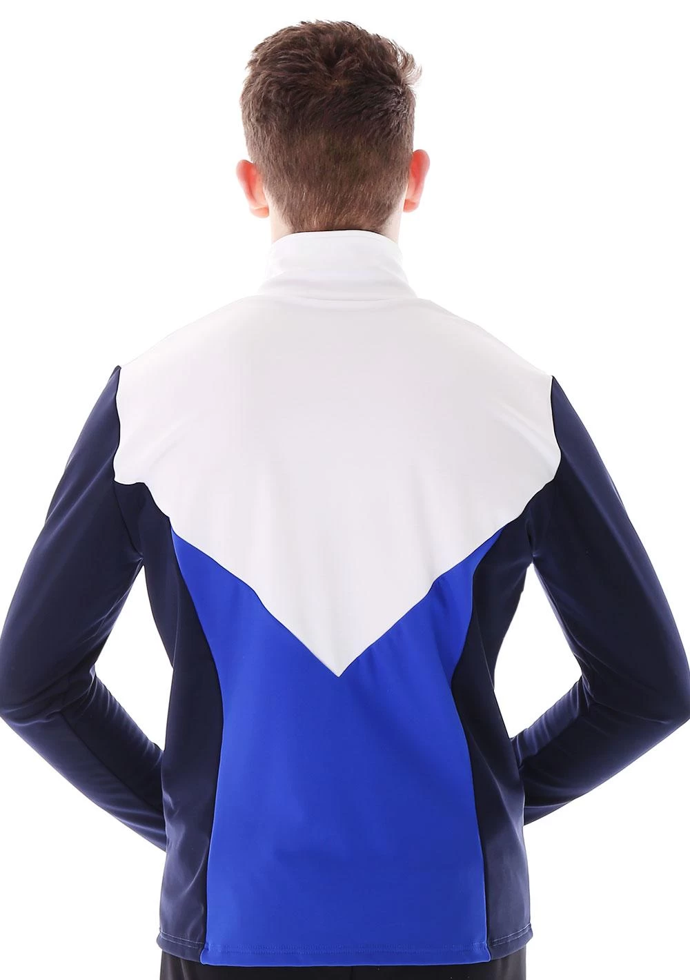 TS66B Male Tracksuit Jacket: In Royal Blue And Navy With White Detail - Image 3