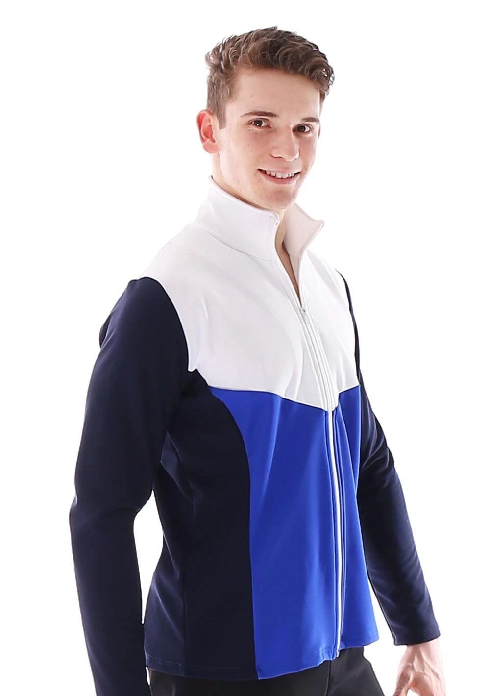 TS66B Male Tracksuit Jacket: In Royal Blue And Navy With White Detail - Image 2