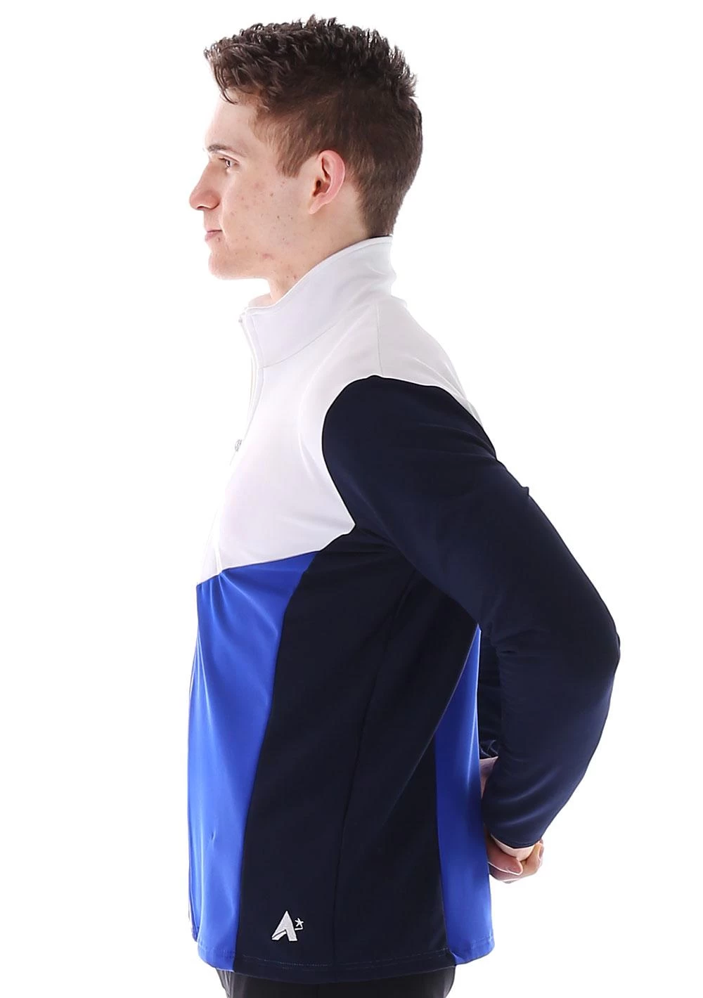 TS66B Male Tracksuit Jacket: In Royal Blue And Navy With White Detail - Image 4