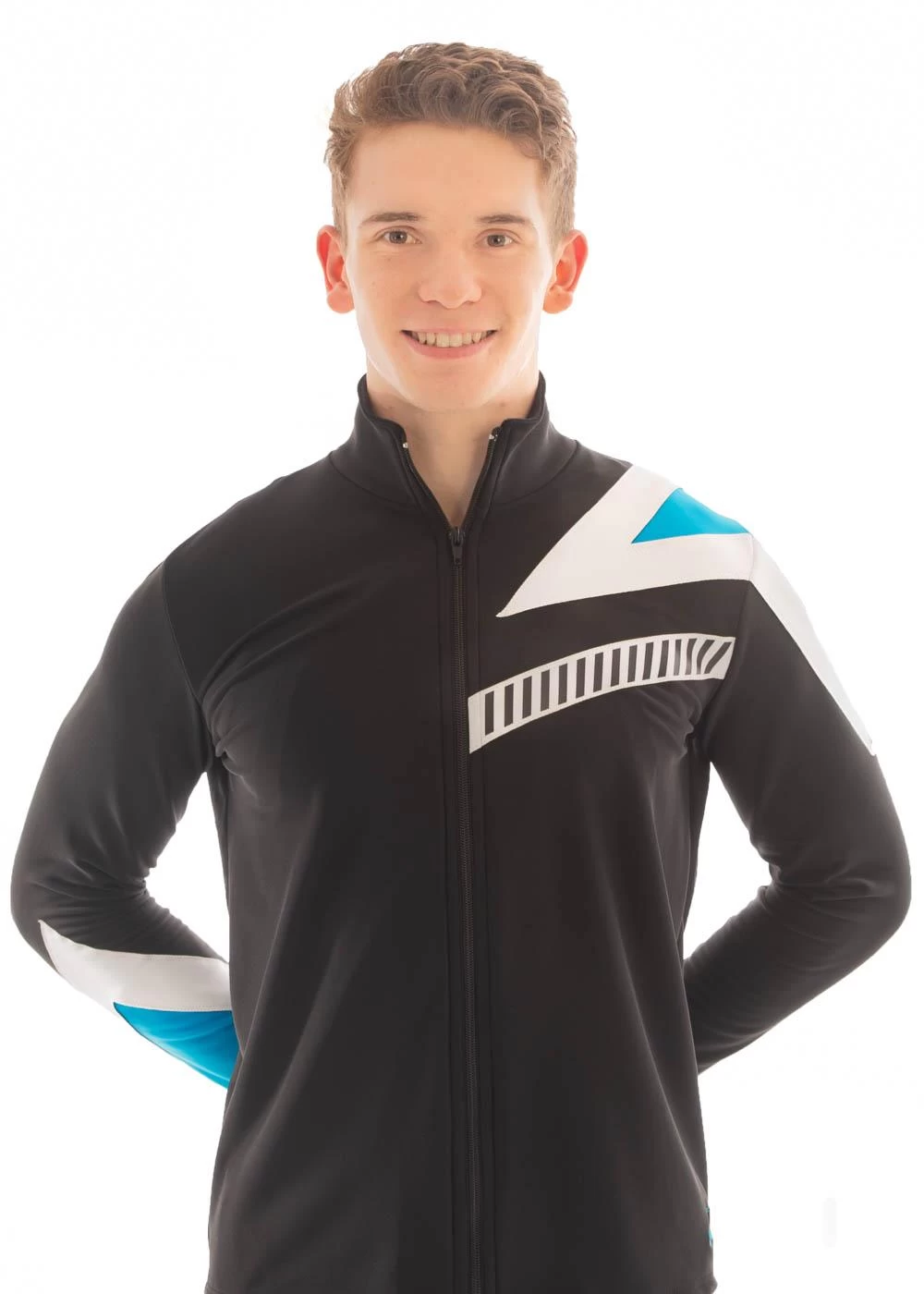 TS67B Black Tracksuit Jacket: Turquoise Design - Image 5