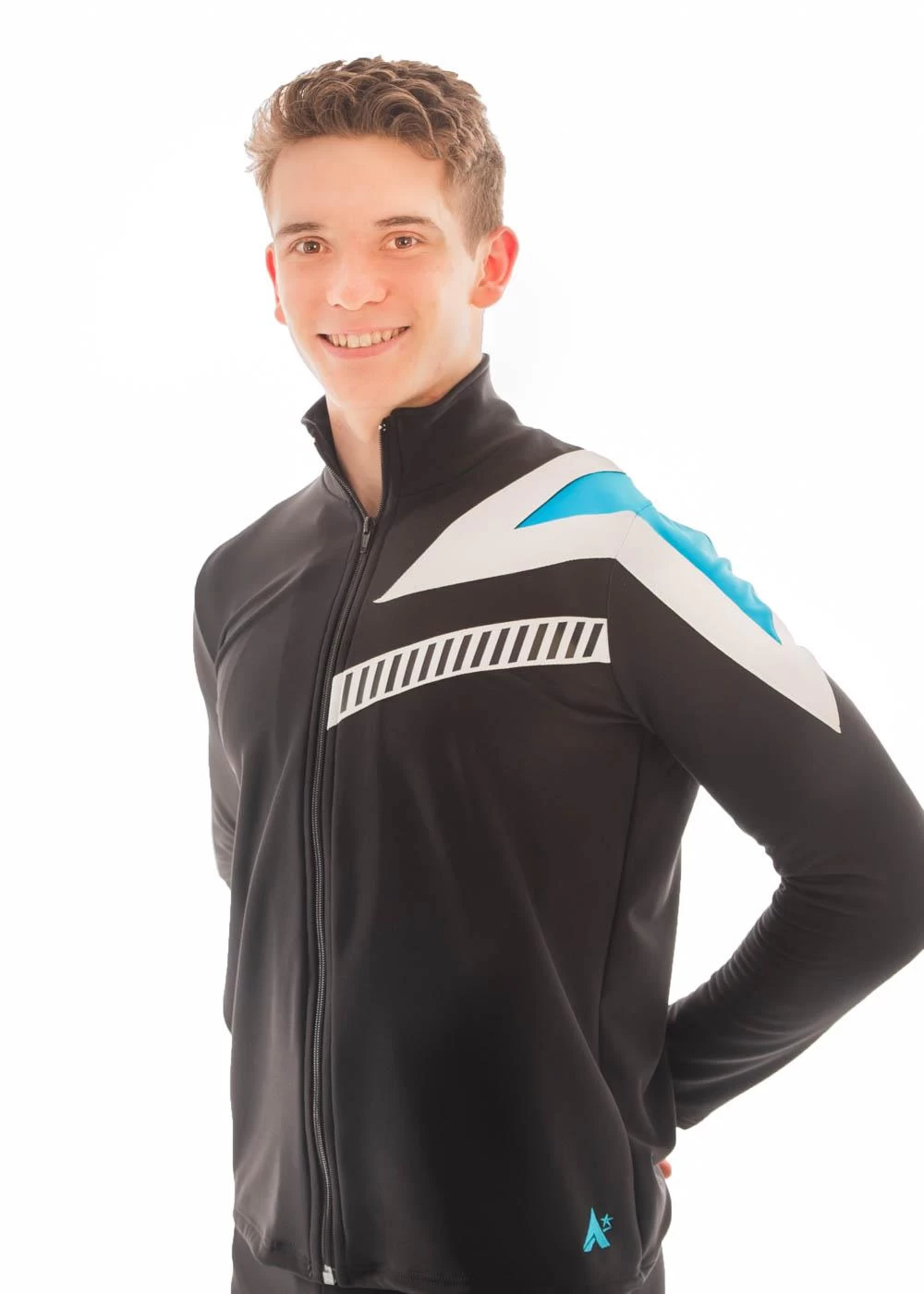 TS67B Black Tracksuit Jacket: Turquoise Design - Image 4