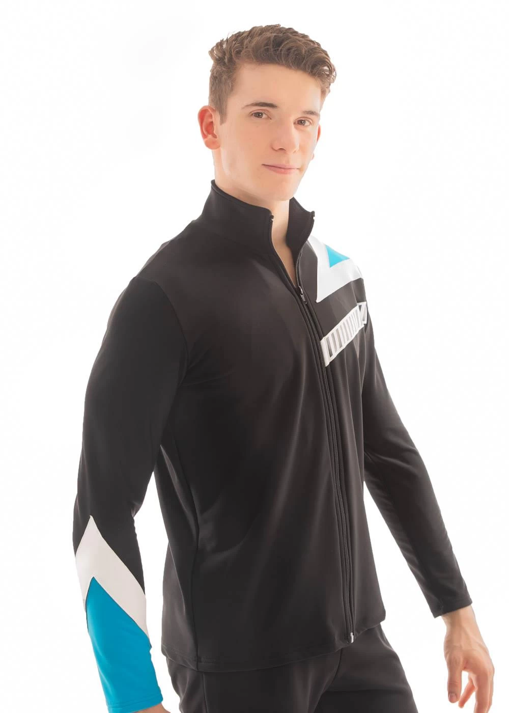 TS67B Black Tracksuit Jacket: Turquoise Design - Image 2