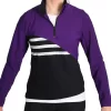 TS73H Half Zip Tracksuit Jacket: In Purple With Shimmer Silver Details
